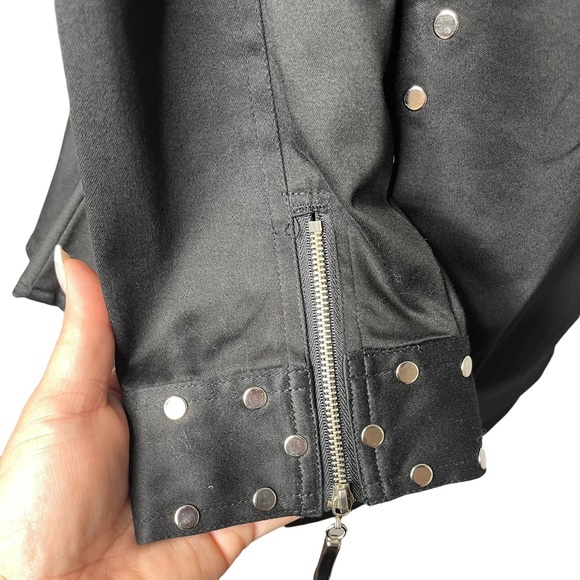Luii Black Cotton Studded Moto Jacket/Shirt - Picture 3 of 8